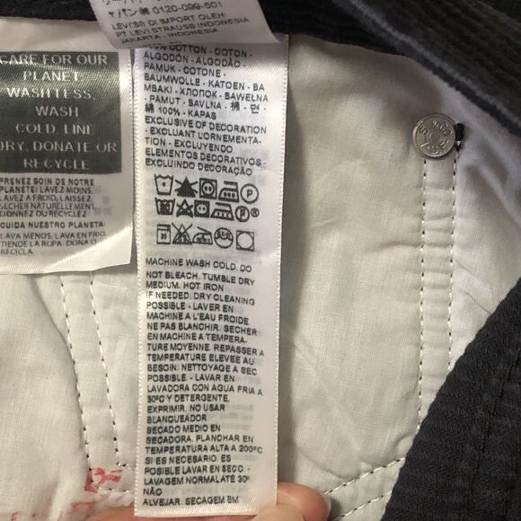 Levi's Womens Black /Dark Blue Hue Corduroy Straight Leg Pants 30x30 NWT - Picture 14 of 16